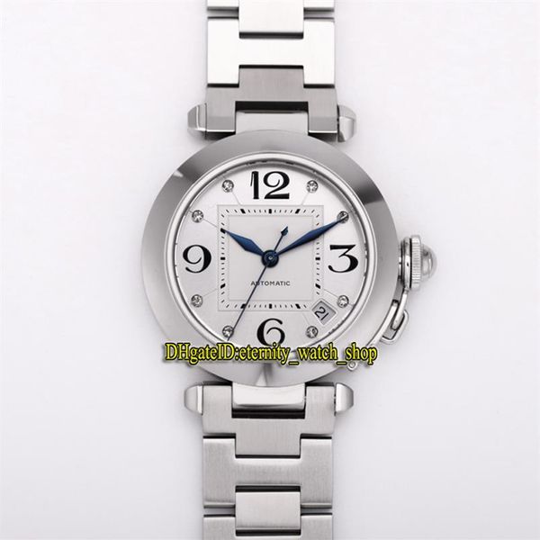 

v9f latest lady watch pa0013 a2892 modify cal 049 automatic vph 28800 35 25mm white dial sapphire 316l stainless bracelet eternity226a, Slivery;brown