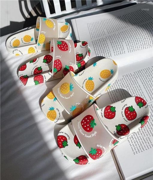 

summer slippers women slides kawaii shoes cartoon fruit strawberry pineapple peach girl flip flops slide sandals beach slides17338977, Black