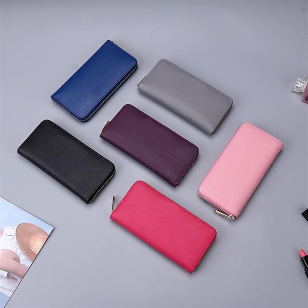

with box fashion ladies single zipper wallets women genuine leather designer wallet lady long purse296v, Red;black