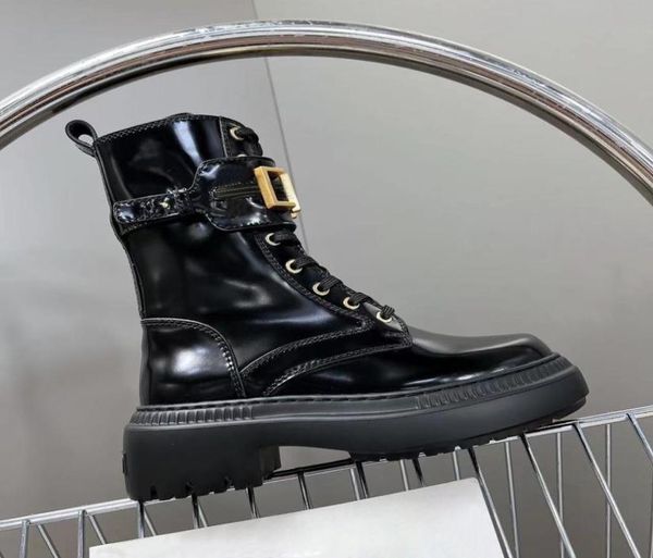 

fashion winter boots fall martins cowboy leather quilted laceup winter shoe rubber9120858, Black