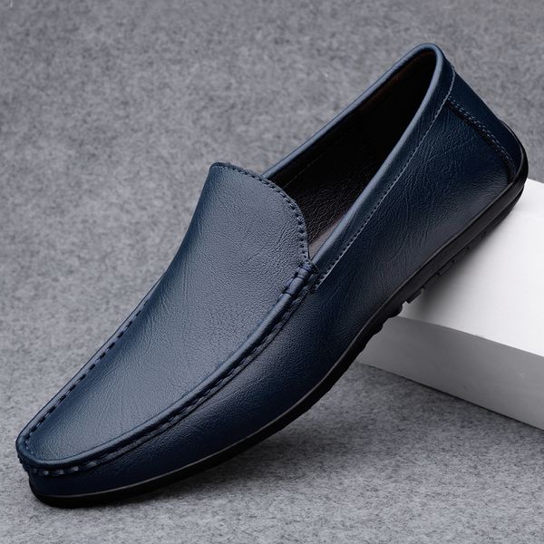 

dress shoes genuine leather loafers men design moccasin fashion slip on soft flat casual men shoes male footwear handmade boat shoes 230421, Black