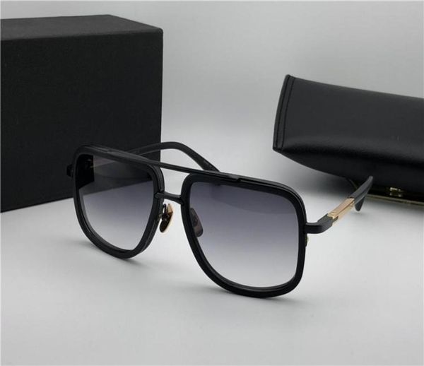 

summer square sunglasses 2030 titanium matte black gold grey gradient lens mens sunglasses uv protection with box4626641, White;black