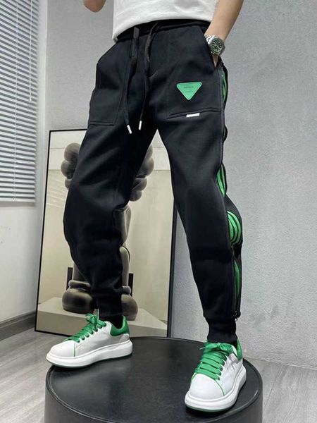 

pantsmens veneta designer womens botega casual luxurys trouser new trendy loose striped zipper ankle sports pants mesh red and green feet pa, Black