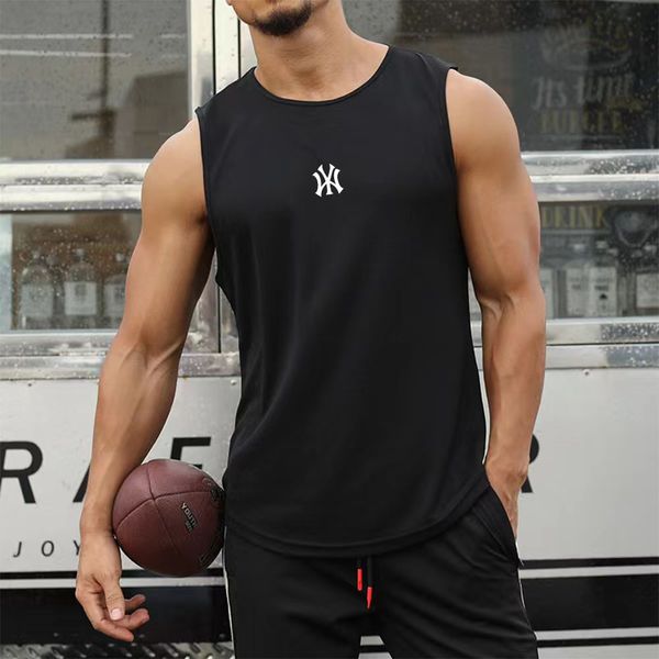 

men' tank gym mens tank fashion vest sleeveless shirt singlets workout bodybuilding sports muscle brand fitness clothing 230421, White;black