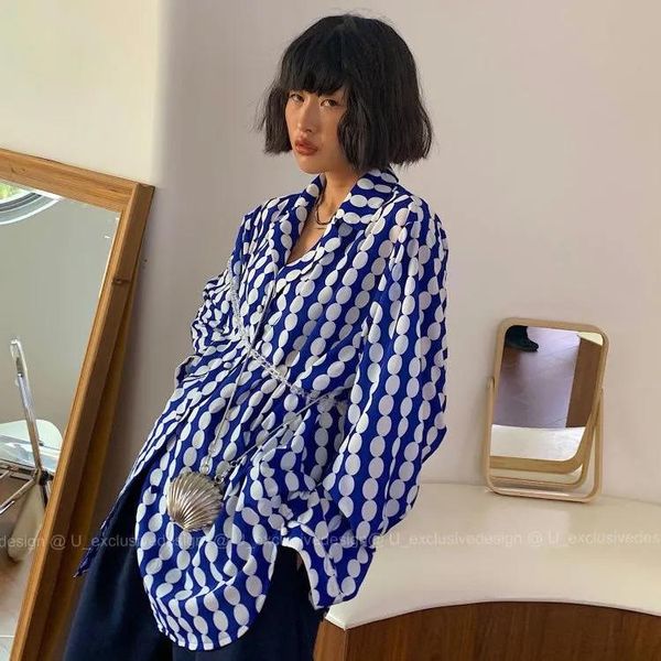 

shirts tsxt women autumn new retro korean loose and comfortable print lapel single breasted long sleeve shirt, White