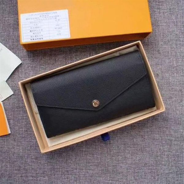 

m61182 empreint leather sarah wallet women embossed envelope hasp long wallets card holder flower clutch purses with box 61182275n, Red;black