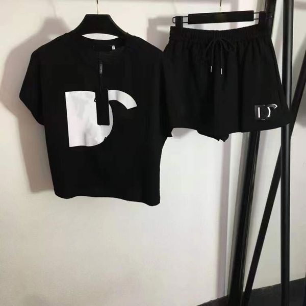 

2023 designers women's two two piece dress two piece sets short sleeve letter t-shirt stretch slim leggings official same style casual, White