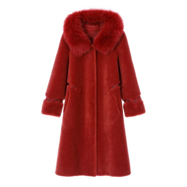 

fur haining particles sheared sheep long coat whom the new fox fur compound fur coat, Black