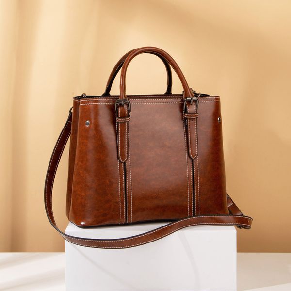 

hbp outdoor fashion tote bag vintage women's bag solid pu casual shoulder bag