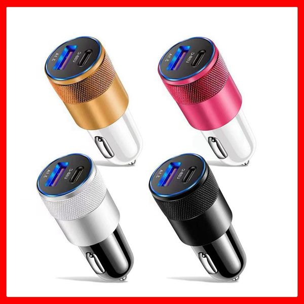 

15w usb car charger fast charge 3.1a usb type c port mobile phones quick charging charger for iphone 14 13 huawei samsung xiaomi car-charge