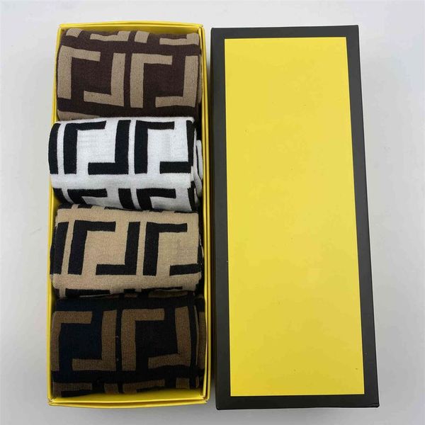 

fashion designers womens socks five pair luxe sports winter mesh letter printed sock with box283s, Black