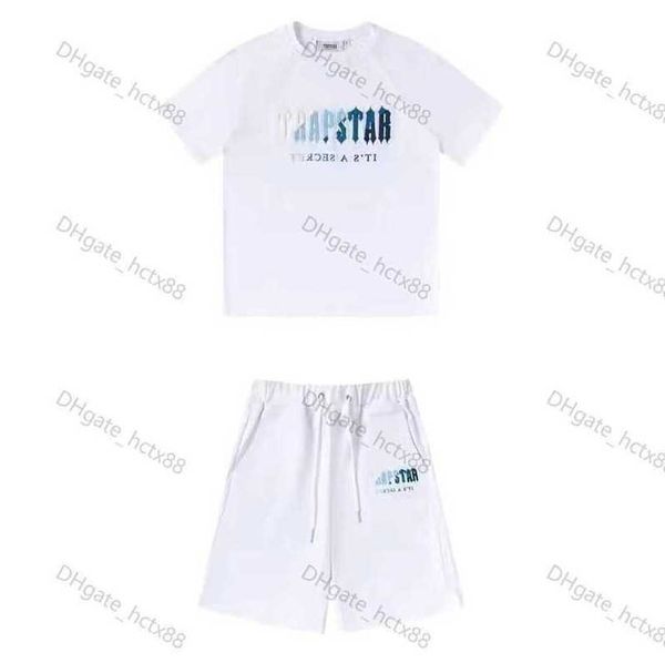 

2023 mens designer trapstar t shirt and shorts womens luxury brand tracksuit fashion embroidered short sleeves summer shorts crew neck cloth, White;black