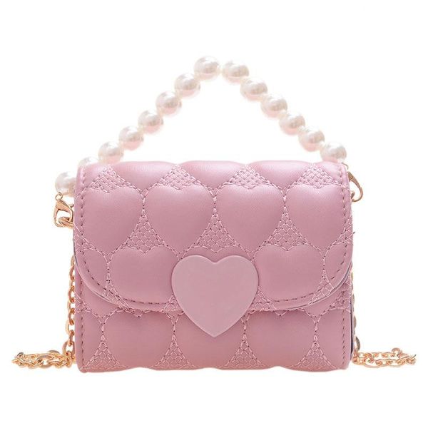 

handbags kids clutch bag baby bags children accessories girls backpack fashion princess pearl rhombus chain shoulder messenger e8904, Black