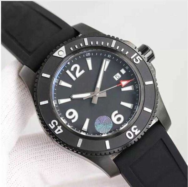 

2023 super-ocean 46mm dial stainless steel rotating bezel mens watch automatic mechanical rubber band watch luminous wristwatches, Slivery;golden