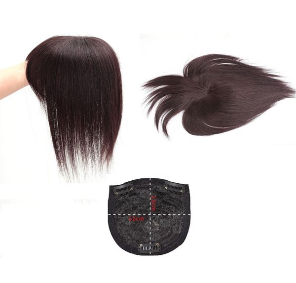 

4.7"x5" human hair er hairpiece with bangs for women 10"~12" brown black, Black;brown