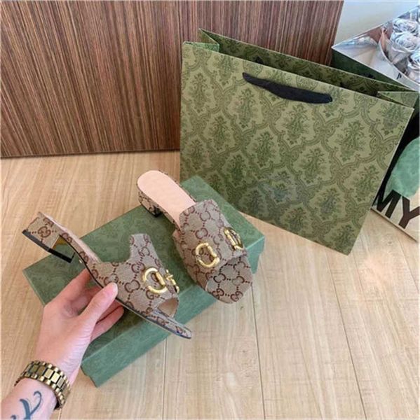 

fashion 2022 women's designer sandals slippers leather thick heeled shoes 35-42 luxury atmosphere high quality