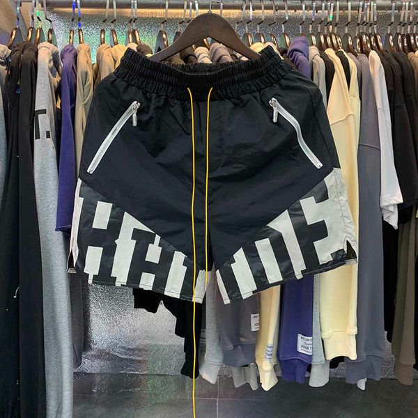 

designer clothing short casual rhude high street trendy summer men's patchwork contrasting sports casual beach nylon shorts fog couples, White;black