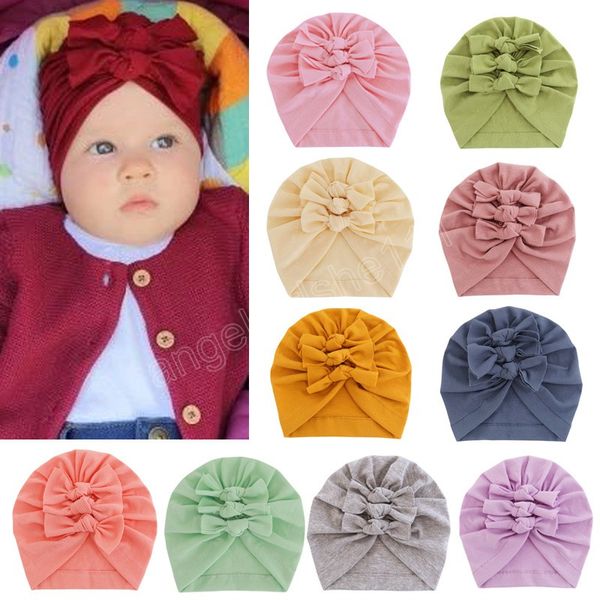 

soft breathable cotton baby caps cute handmade bowknot toddler indian hats sweet hair accessories holiday gifts, Yellow