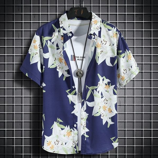 

men's casual shirts hawaiian beach shirts shortsleeved casual seaside vacation quickdrying clothes loose floral 230420, White;black