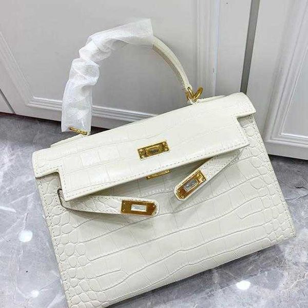 

fashion totes kellies bag one shoulder bag messenger bag leather women's bag 2023 new crocodile pattern kellyss bag women's bag lu