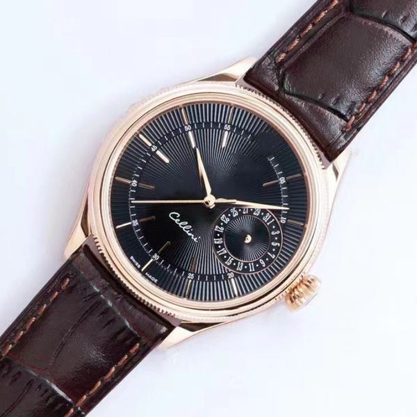 

men's watch fully automatic 3165 all-in-one sapphire mirror crocodile leather strap big three needles with small needle calendar price, Slivery;brown