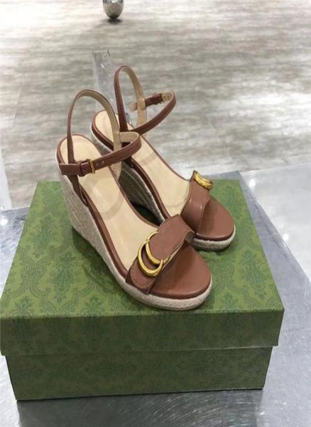 

2021 designer weave women sandals wedge hemp rope platform high heels thick bottom light twine braided sandal vacation increase sl3381079, Black