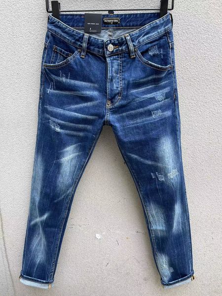 

dsq phantom turtle men's jeans mens italian designer jeans skinny ripped cool guy causal hole denim fashion brand fit jeans men washed, Blue