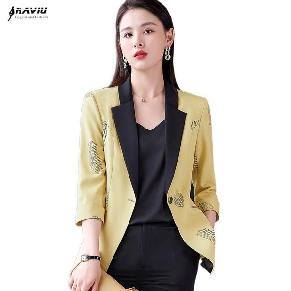 

pants printed jacket women new summer thin temperament fashion casual formal slim half sleeve blazer office ladies work coat, White