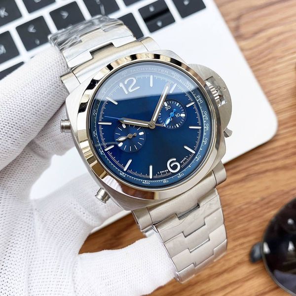 

pam men watches automatic watch 44mm dial blue color v7 mechanical 316l fine steel 30m waterproof wristwatch watch, Slivery;brown