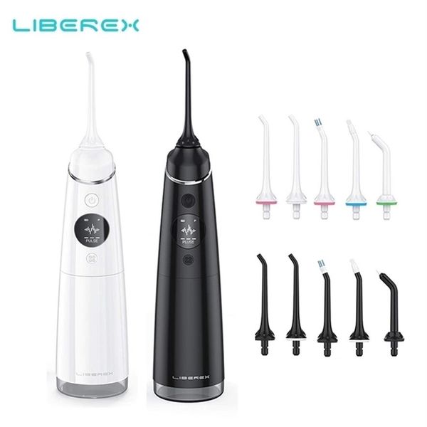 

liberex oral irrigator water flosser portable cordless irrigator dental usb rechargeable ipx7 waterproof 4 modes teeth cleaner 2202516