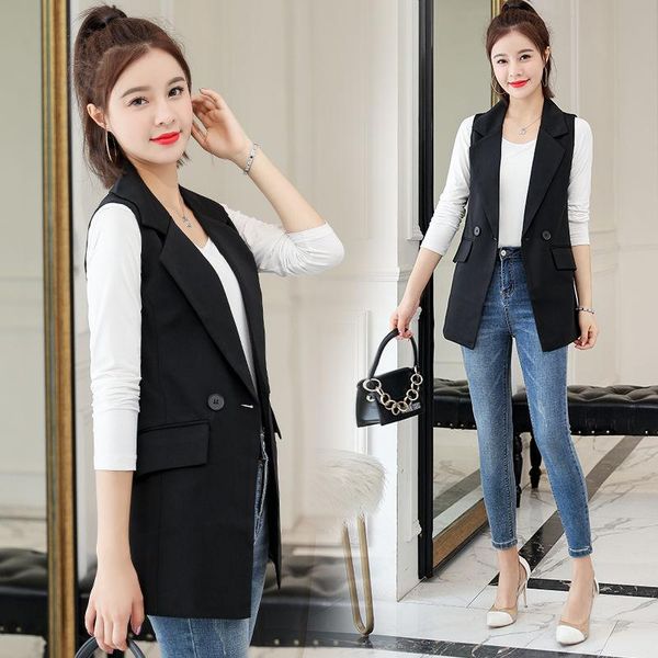 

vests women's vests blazer spring autumn 2022 new spring autumn casual suit jacket vintage sleeveless jackets ladies vest coat female, Black;white