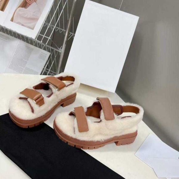

wool slippers fashion women039s letter button wide wearresistant rubber warm shoes luxury catwalk indoor and outdoor casua7655015, Black