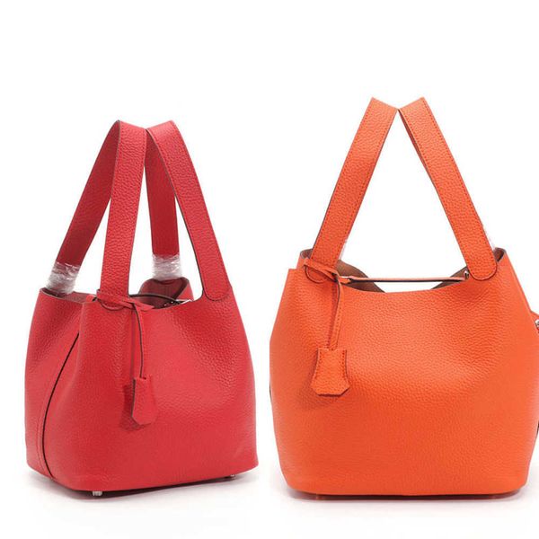 

designer luxury fashion genuine leather women's handbag layer cowhide soft vegetable basket water bucket bag6xu0eags picotin