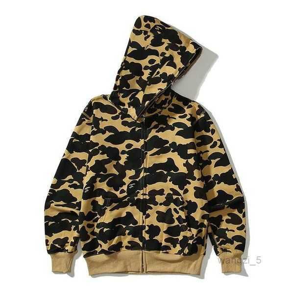 

shirts mens men women full zip up shark jacket classic camouflage hooded jackets couple long sleeve tech fleece designer cardigan 6, Black