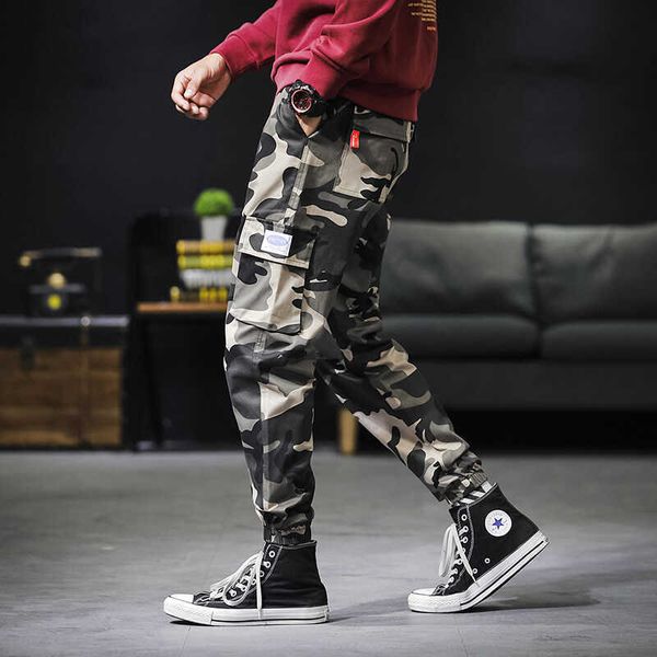 

men's pants hip hop cargo pant mens fashion joggers casual pants streetwear multipocket ribbons military pants men harem pants large si, Black