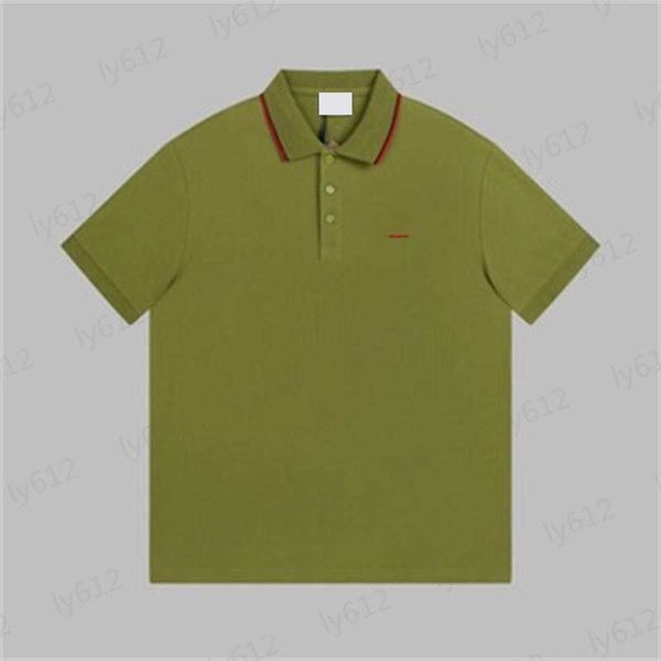 

spring summer fashion clothing designer mens green leisure luxury loose simple embroidery brand logo print polo short sleeve t-shirt men cl, White;black