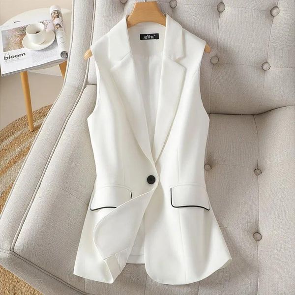

vests spring summer 2022 new fashion vest jacket women office casual sleeveless suit waistcoat chic outwear ladies veste female, Black;white
