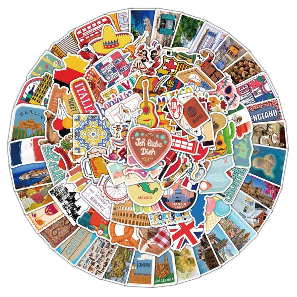 

100pcs-pack landmark stickers wall stickers wholesale vinyl sticker waterproof lap car scrapbooking guitar box skateboard jdm luggage decal