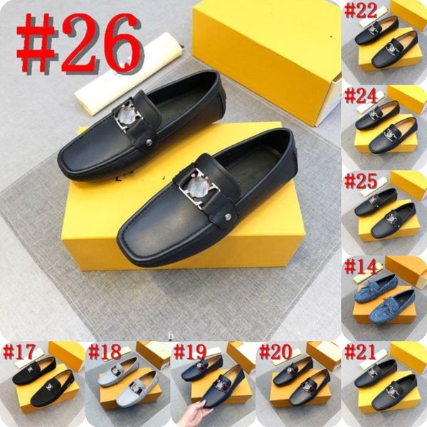 

26model real leather men designer loafers shoes big size 38-46 slip on luxurious mens driving shoes soft male flat moccasins genuine leather, Black