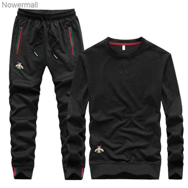 

ggity ggsity autumn embroidered fashion pant o-neck 2023 long sleeved casual suit tracksuit men track two piece streetwear clothes sweat, Gray