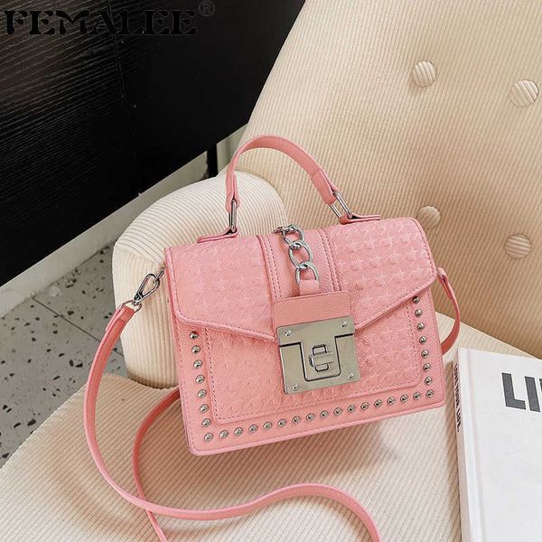 

evening bags houndstooth bolsas de ombro das mulheres 2023 nova moda rebites crossbody bolsas para senhoras de bloqueio de corrente bolsa el