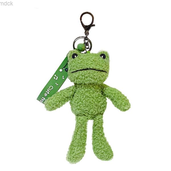 

key rings cartoon ugly smiling face green frog doll plush key chain pendant fashion coin bag ornaments key chain string for keys gift, Slivery;golden