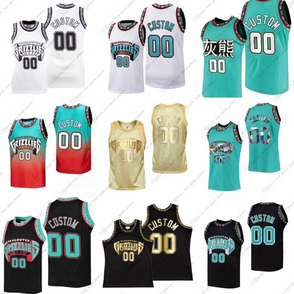 

custom 1990 retro mitchell and ness basketball jersey shareef abdur mike bibby bryant reeves ja morant marc gasol pau gasol abdur-rahim will, Black;red