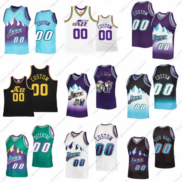 

custom 2002 retro mitchell and ness basketball jersey pete maravich john stockton carlos arroyo karl malone pistol adrian dantley mark eaton, Black;red