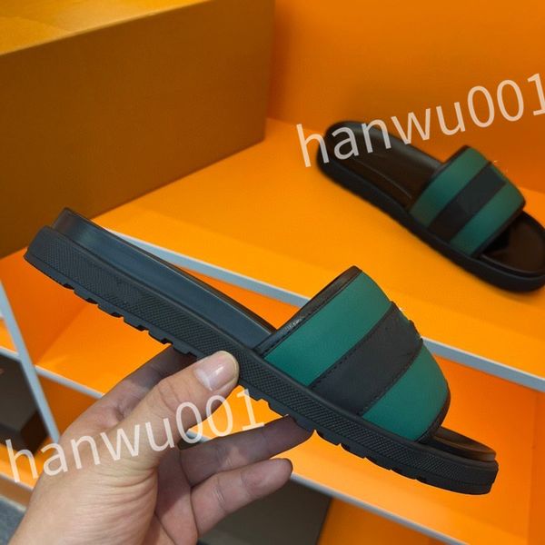 

new quality designer men's luxury slippers platform leisure summer wide flat beach sandals, Black