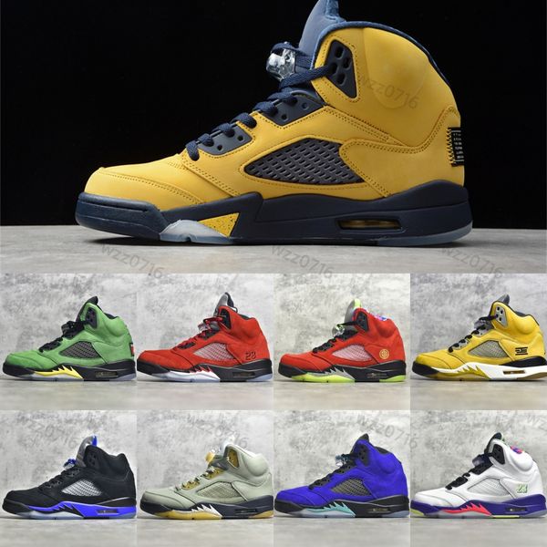 

5s unc basketball shoes jumpman 5 mens racer blue fire red dark concord safety orange green bean bluebird raging bull red black metallic whi