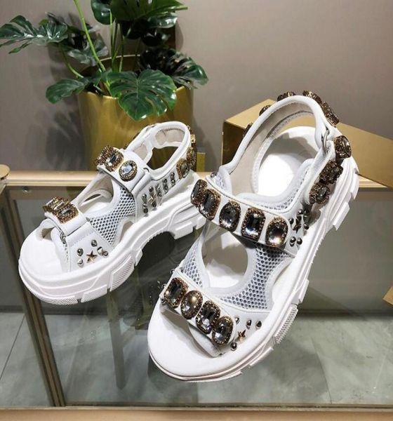 

orgin package luxury gem crystal platform sandals beach shoes designer sandals luxury women fashion shoes size 35 to 40 tradingbea6535392, Black