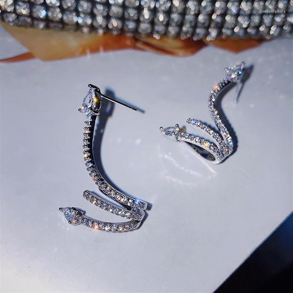 

backs earrings spiritual snake shaped crystal studs for women men ear cuff vintage rock punk cartilage clip piercing jewelry gifts186n, Silver