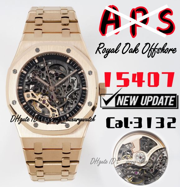 

aps luxury men's watch 15407 cal3132 all-in-one mechanical movement, 41*9.9mm hollow dial, anti-glare sapphire crystal glass mirror fin, Slivery;brown