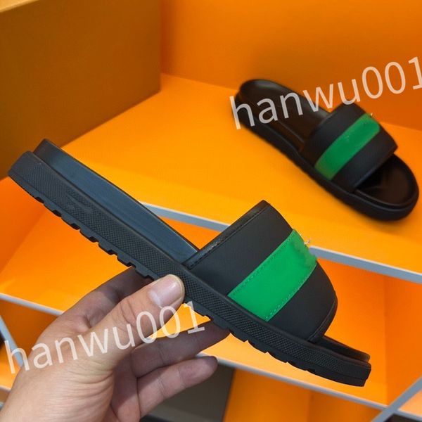 

2023 new quality designer men's luxury slippers platform leisure summer wide flat beach sandals, Black